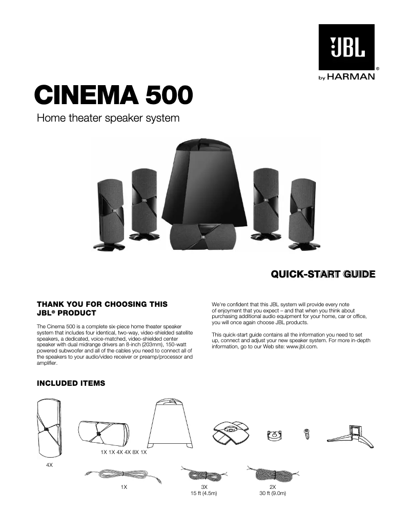 First page image of the manual for Cinema 500