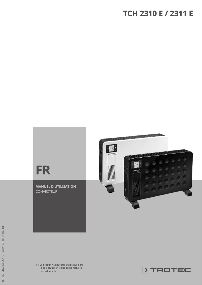 Page 1 of the manual User Manual Trotec TCH 2311 E