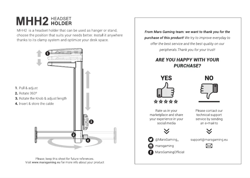 Page 1 of the manual User Manual Mars Gaming MHH2