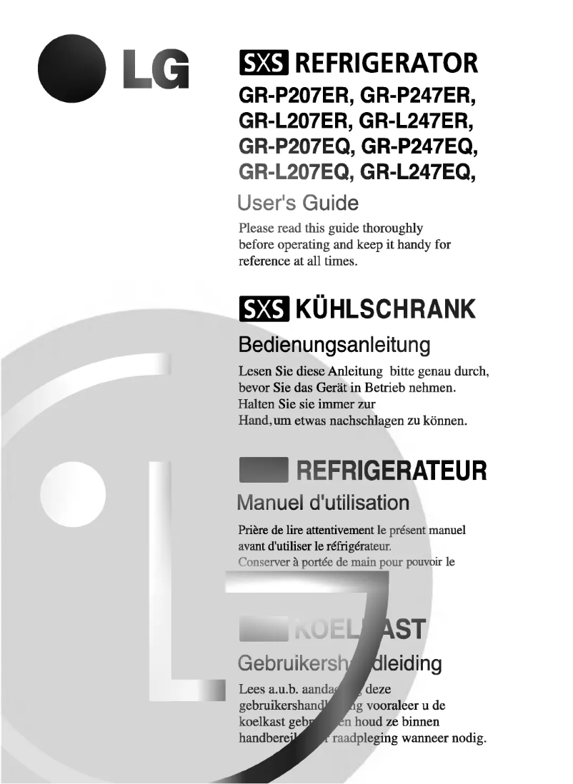 First page image of the manual for GR-L207EQ
