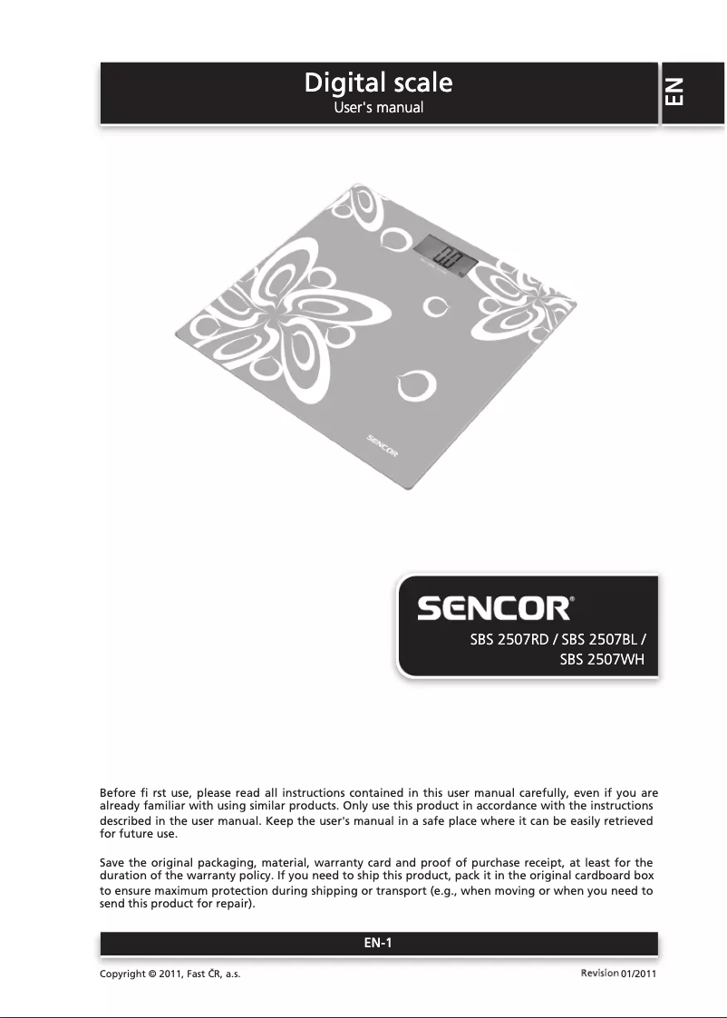 First page image of the manual for SBS 2507 BL