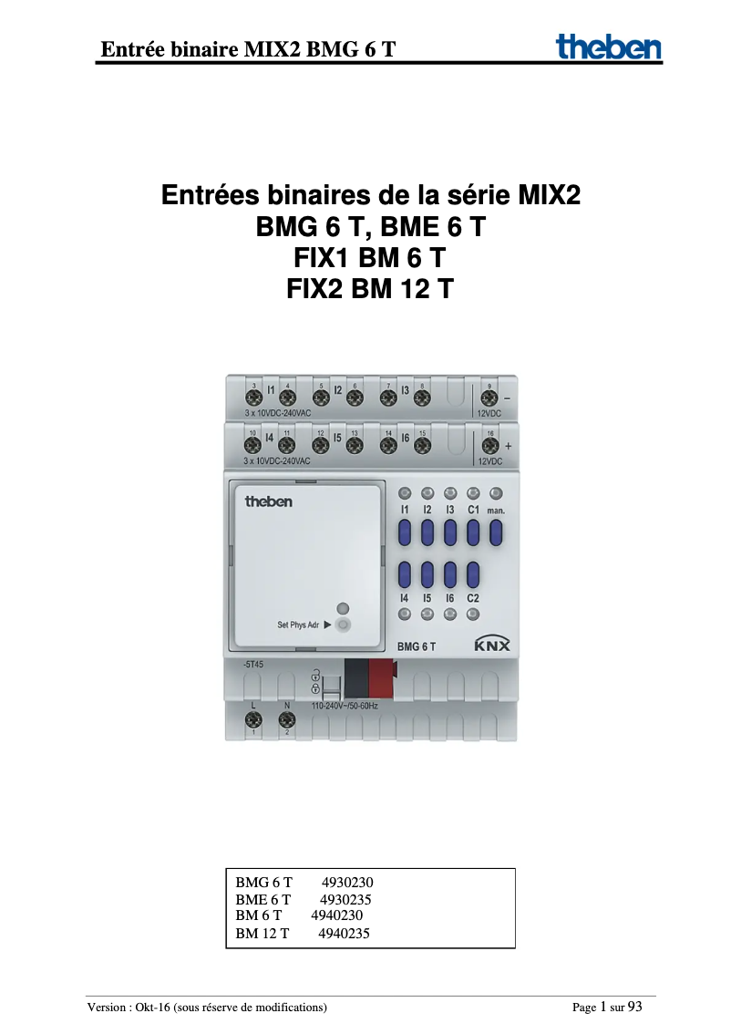 First page image of the manual for BM 12 T KNX