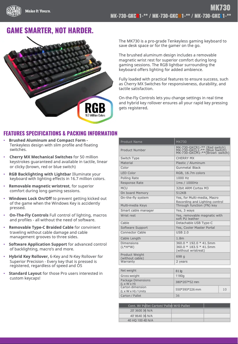 First page image of the manual for MK730