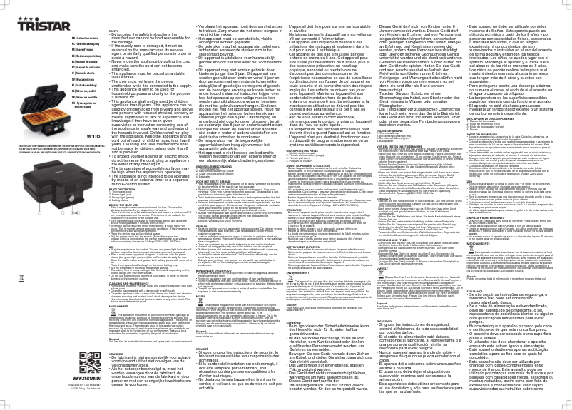 Page 1 of the manual User Manual TriStar WF-1165