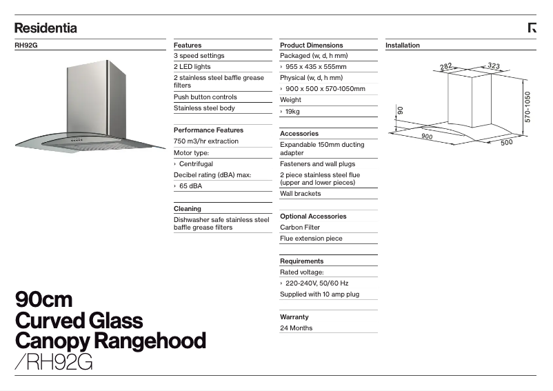 First page image of the manual for RH92G