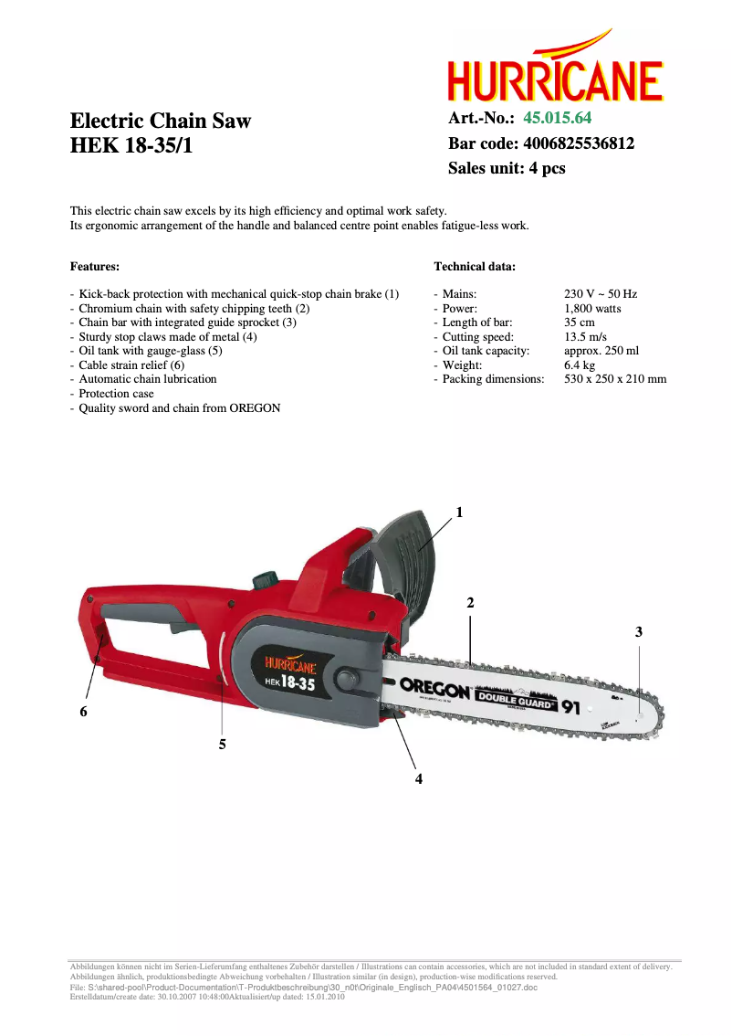 Page 1 of the manual User Manual Hurricane HEK 18-35