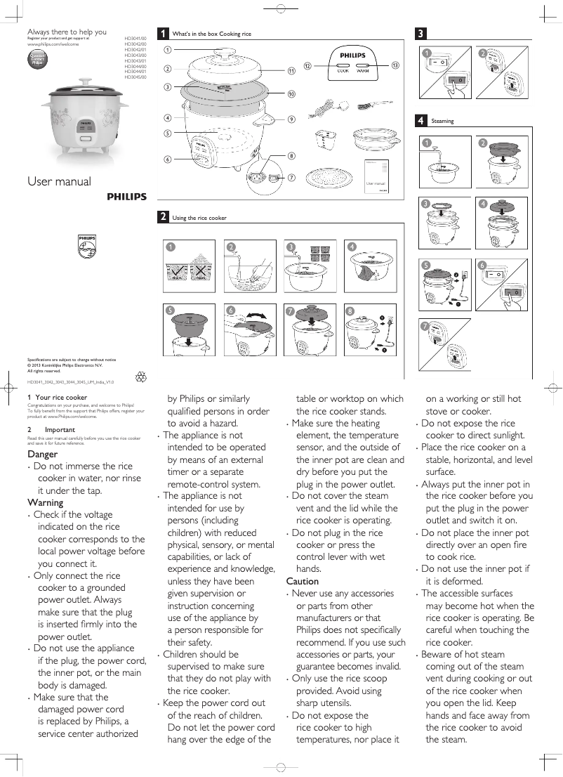 Page 1 of the manual User Manual Philips Daily Collection HD3042