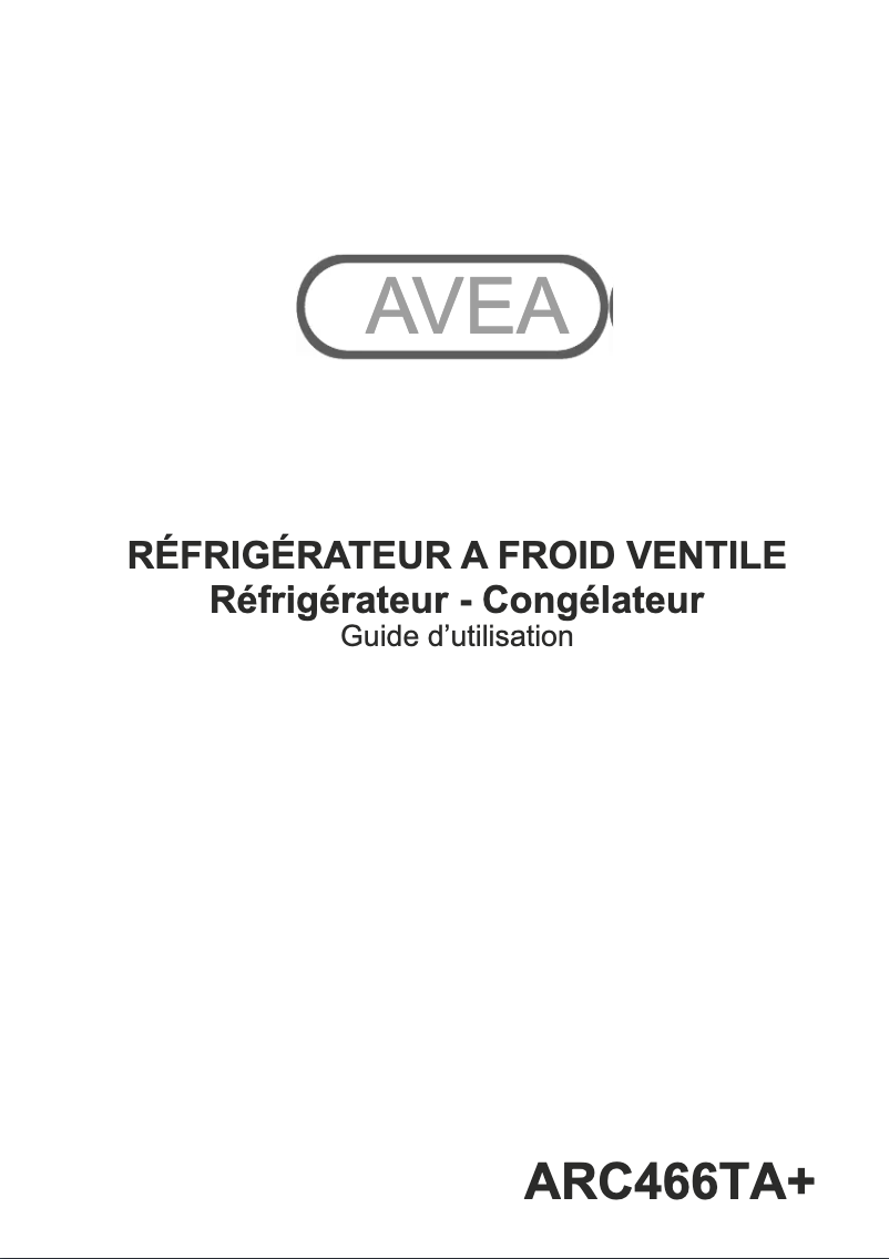 Page 1 of the manual User Manual AVEA ARC466TA+