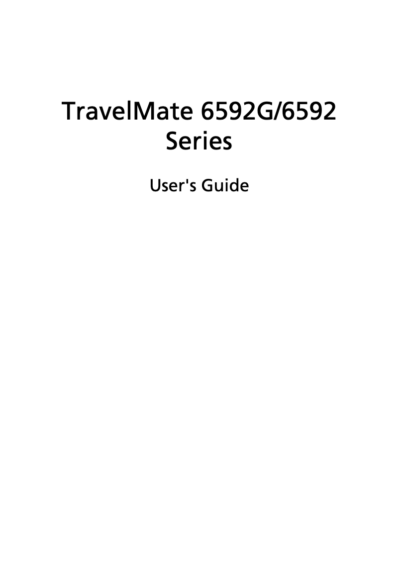 First page image of the manual for TravelMate TM6592G