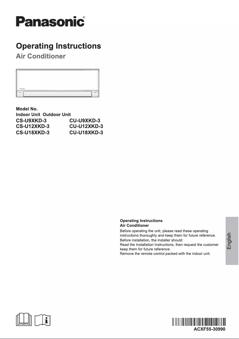 Page 1 of the manual User Manual Panasonic CS-U9XKD-3