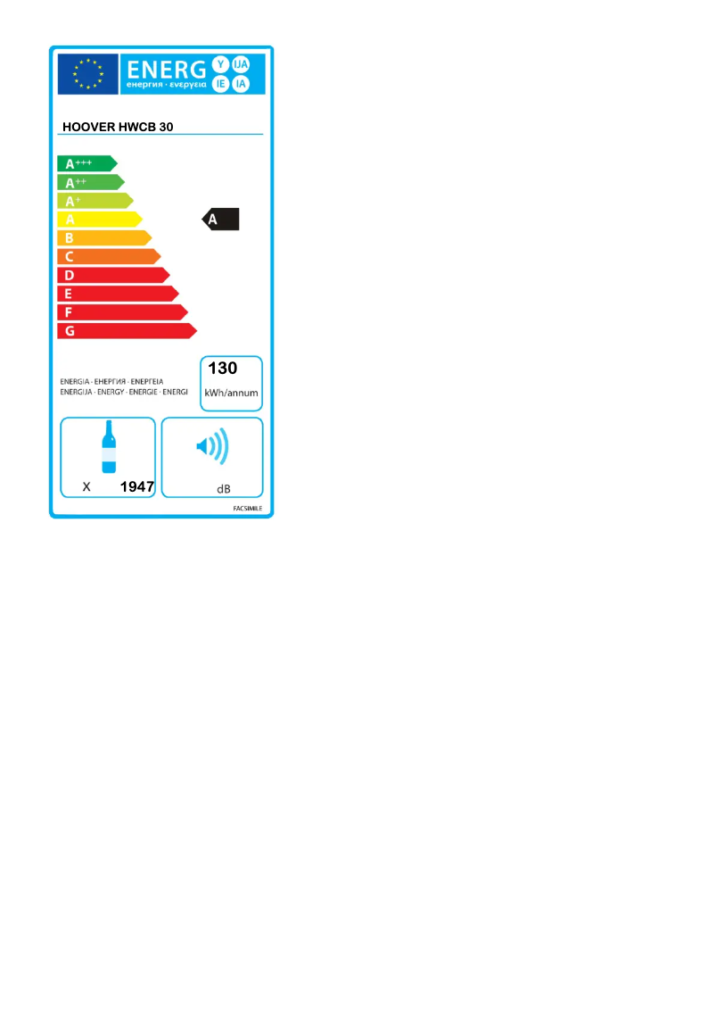 Page 1 of the manual Energy Label Hoover HWCB 30