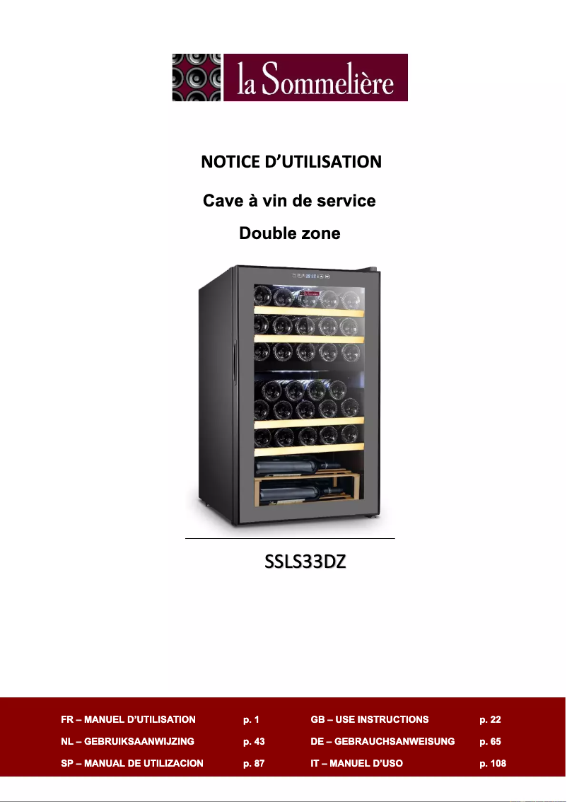 First page image of the manual for SLS33DZ