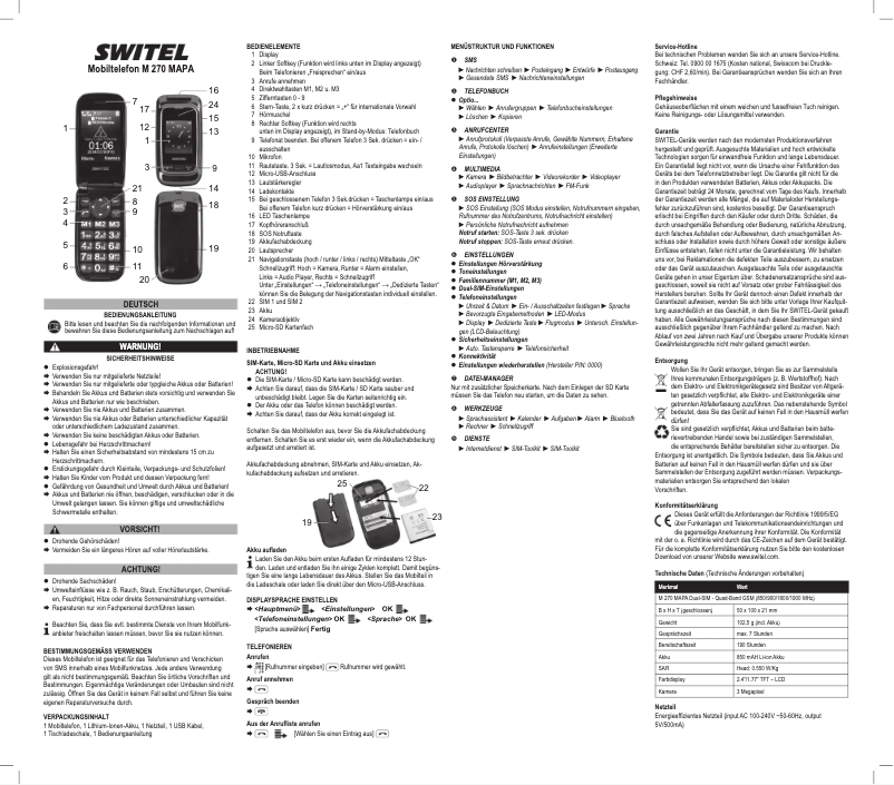 Page 1 of the manual User Manual Switel MAPA M 270