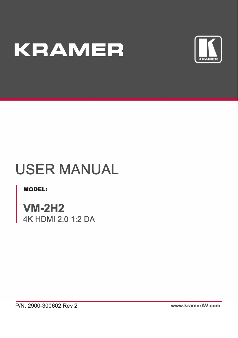 Page 1 of the manual User Manual Kramer MegaTOOLS VM-2H2