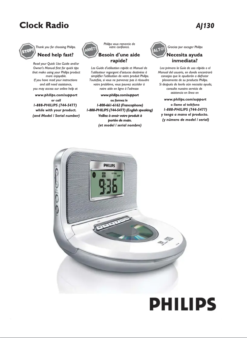 Page 1 of the manual User Manual Philips AJ130B