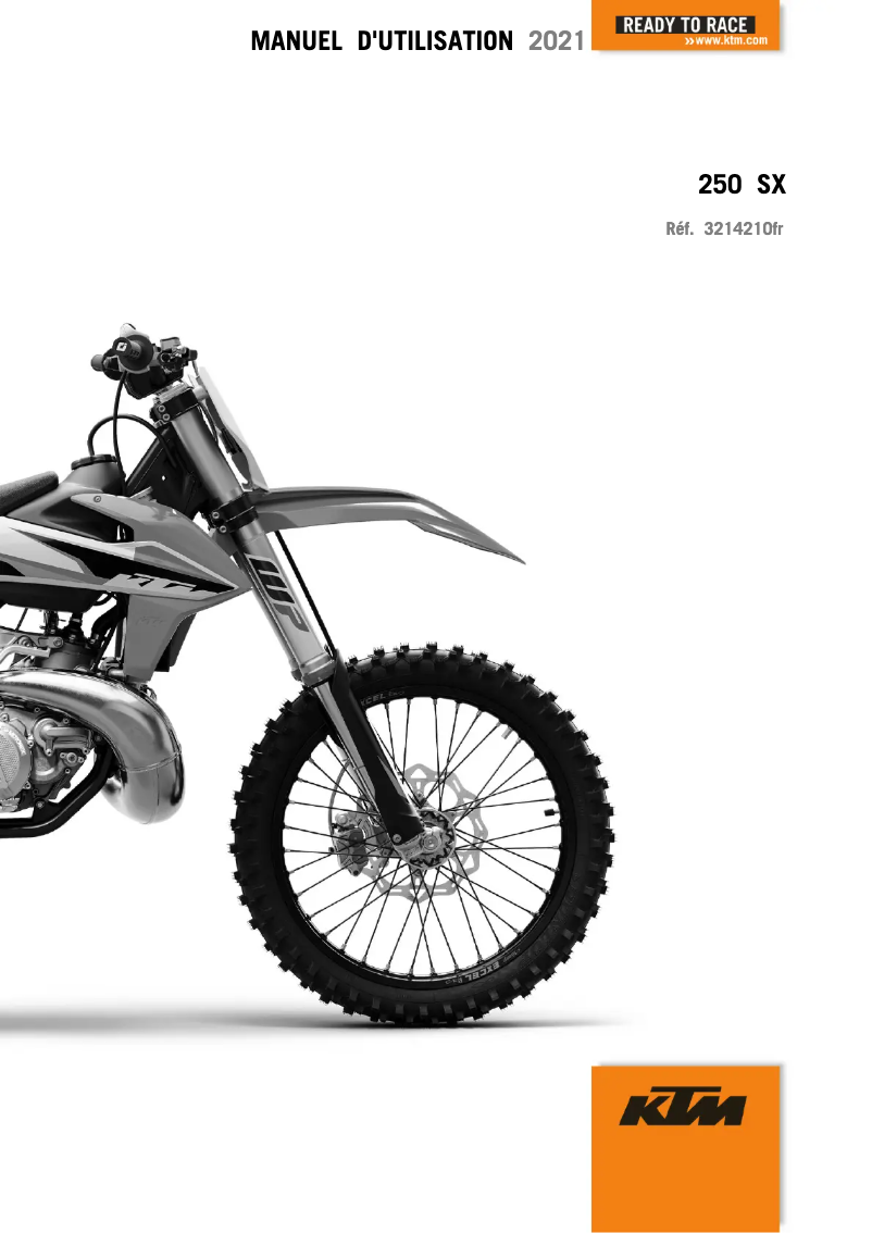 First page image of the manual for 250 SX (2021)