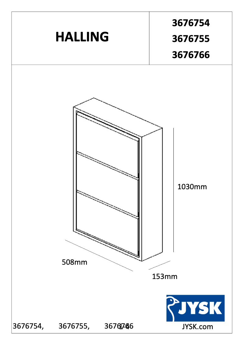 First page image of the manual for Halling (51x103x15)