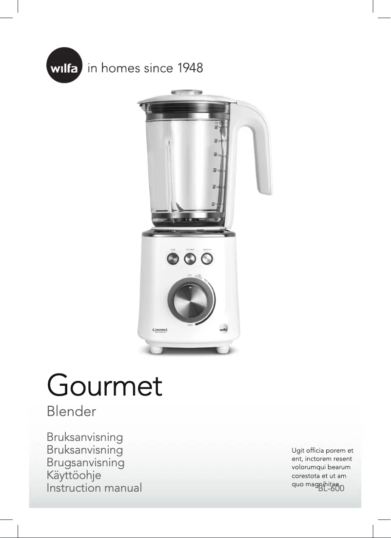 Page 1 de la notice Manuel utilisateur Wilfa BL-600