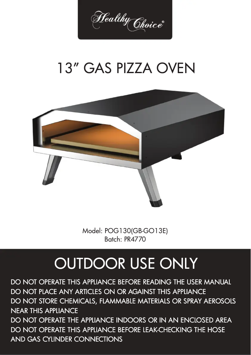 Page 1 of the manual User Manual Healthy Choice POG130