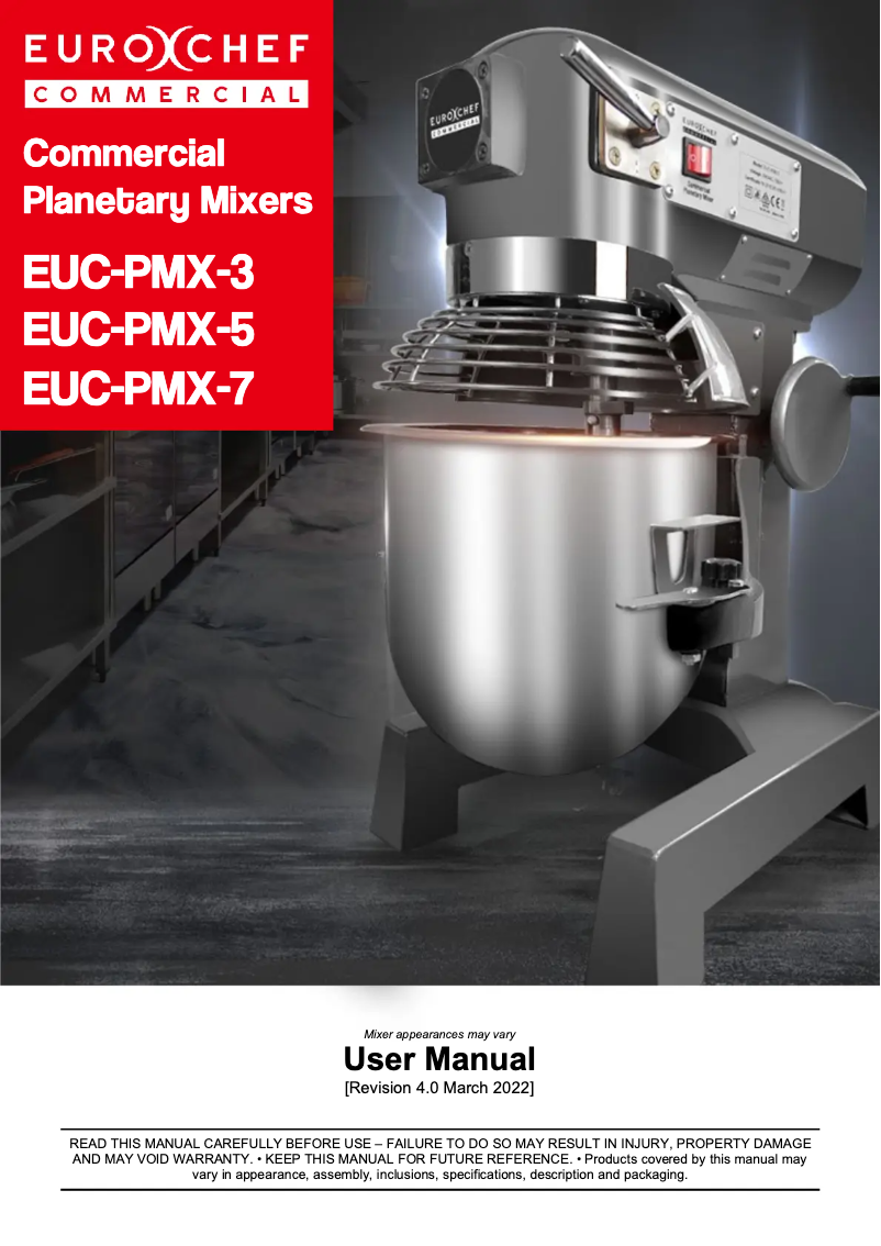Page 1 de la notice Manuel utilisateur Eurochef EUC-PMX-5