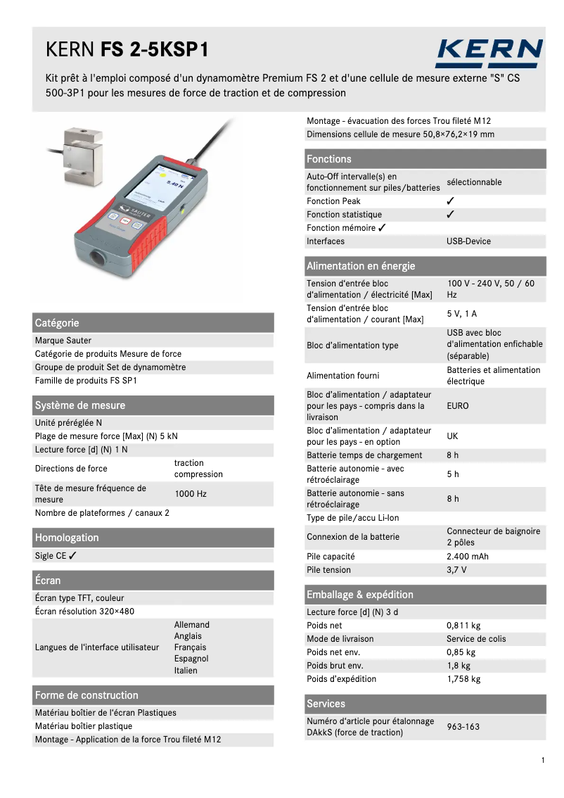 First page image of the manual for FS 2-5KSP1