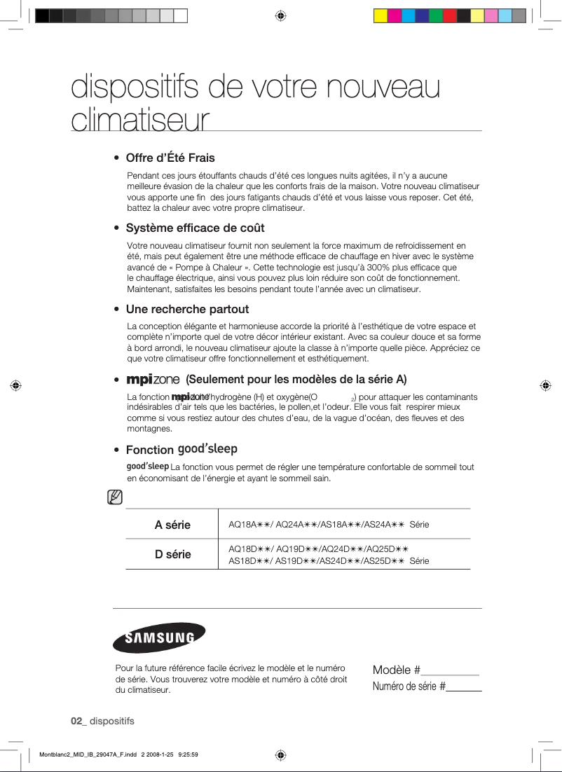 Page 1 of the manual User Manual Samsung AQ18AWA