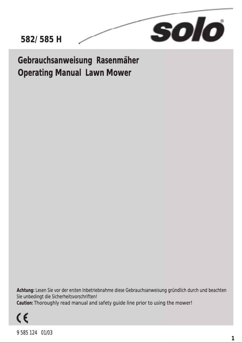 First page image of the manual for 585-H