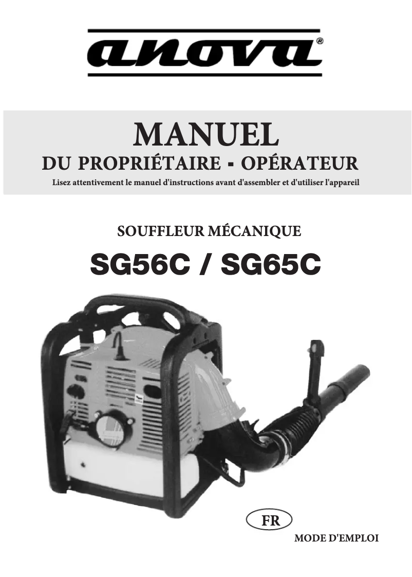 Page 1 of the manual User Manual Anova SG56C