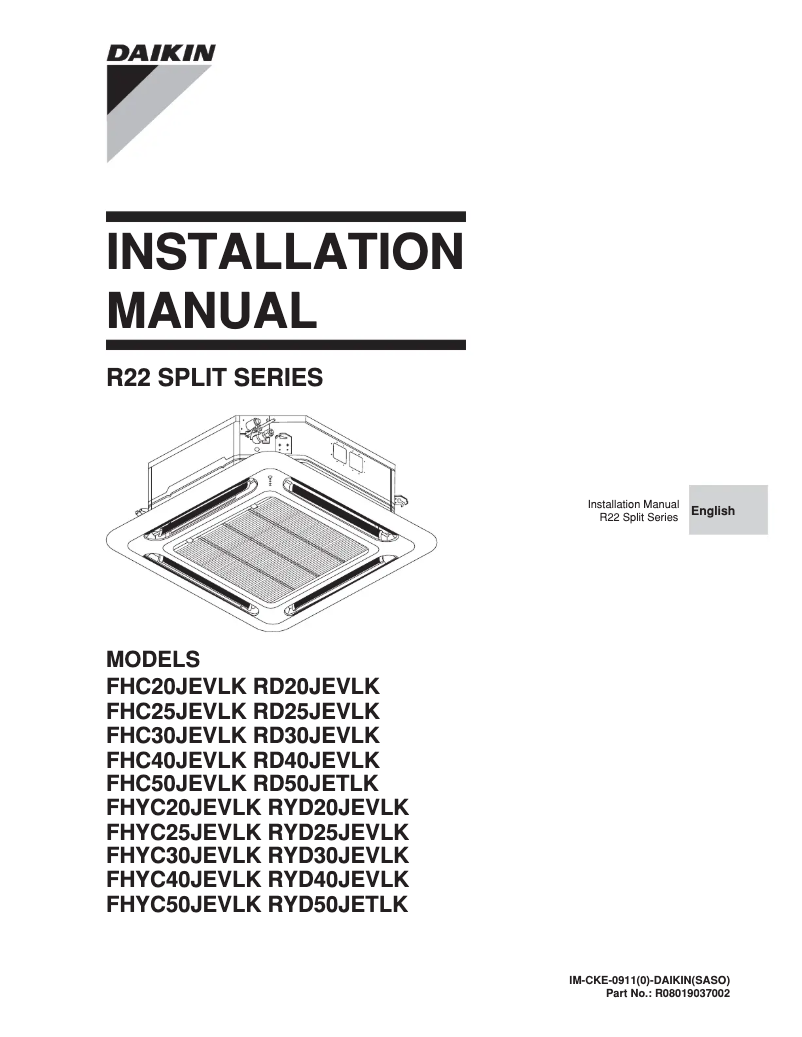 First page image of the manual for RD20JEVLK