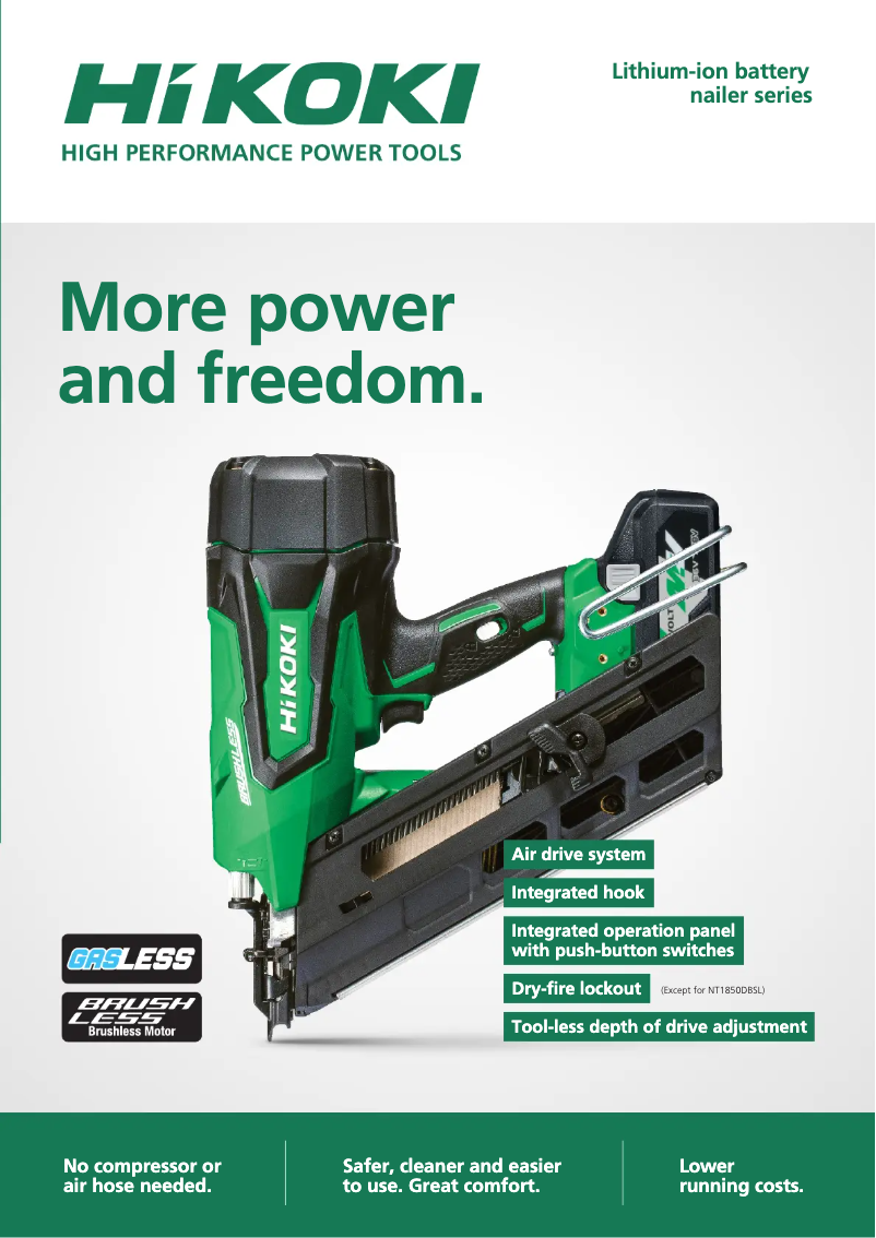 Page 1 of the manual Brochure HiKOKI NT1865DBSL