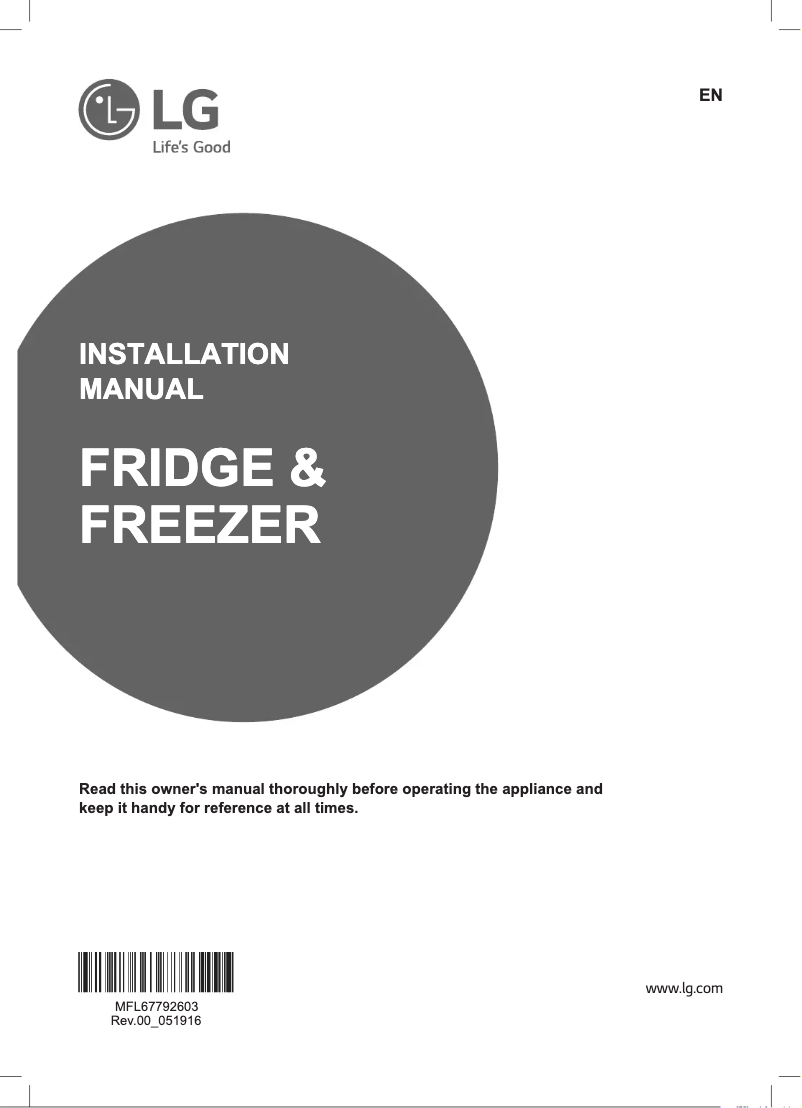 First page image of the manual for GR-N266LLR