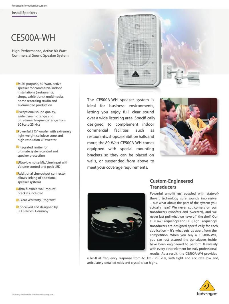 First page image of the manual for CE500A-WH