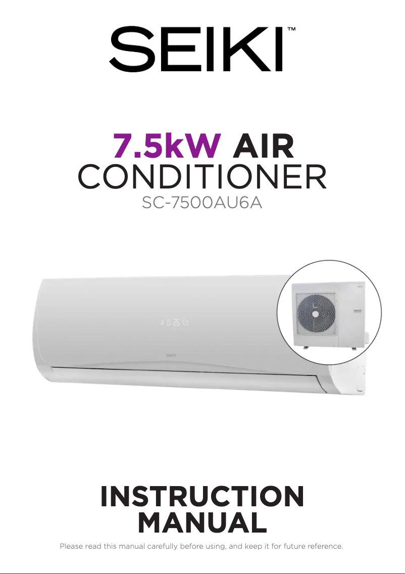 First page image of the manual for SC-7500AU6A