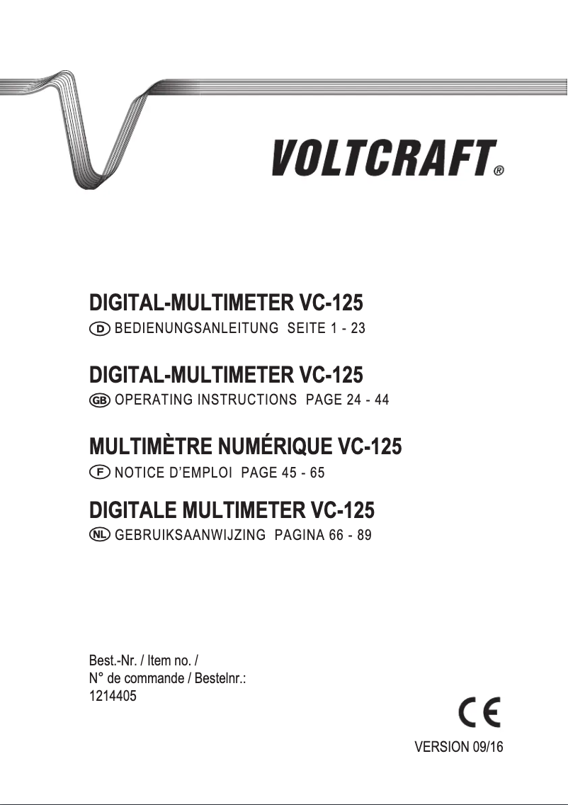 Page 1 of the manual User Manual Voltcraft VC-125