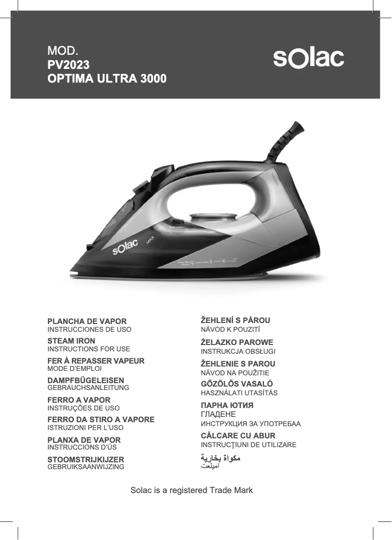 Page 1 of the manual User Manual Solac Optima Ultra 3000 PV2023