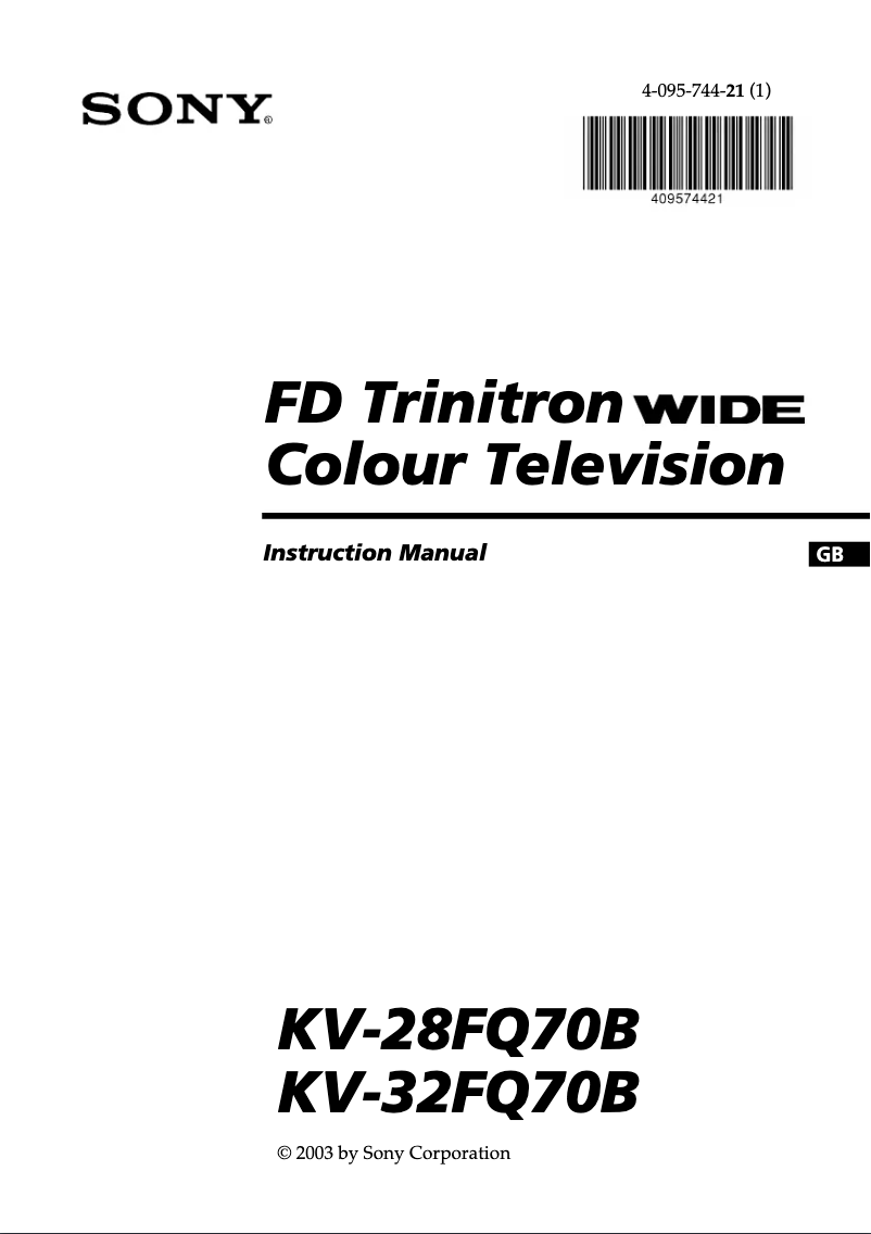 First page image of the manual for KV-32FQ70B