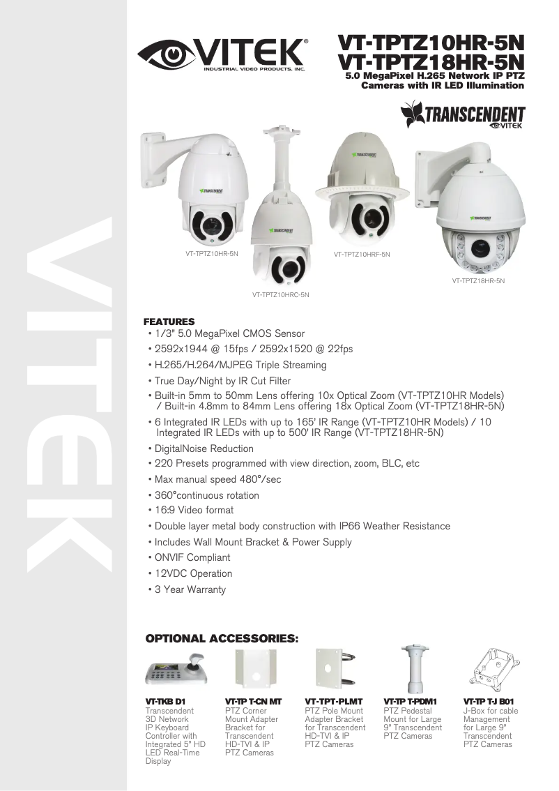 Page 1 of the manual User Manual Vitek VT-TPTZ10HR-5N