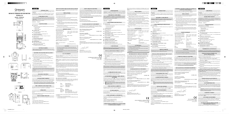 Page 1 of the manual User Manual Oregon Scientific THGR228N