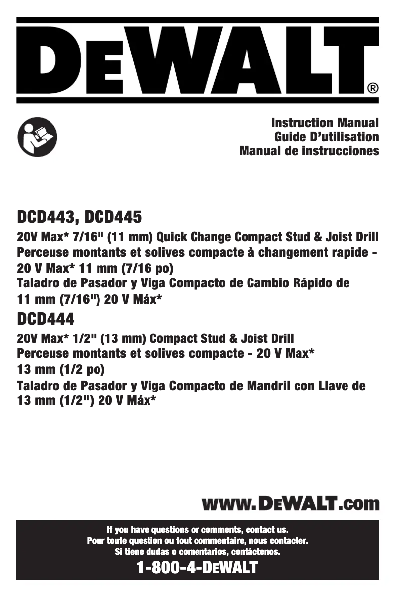 First page image of the manual for DCD445