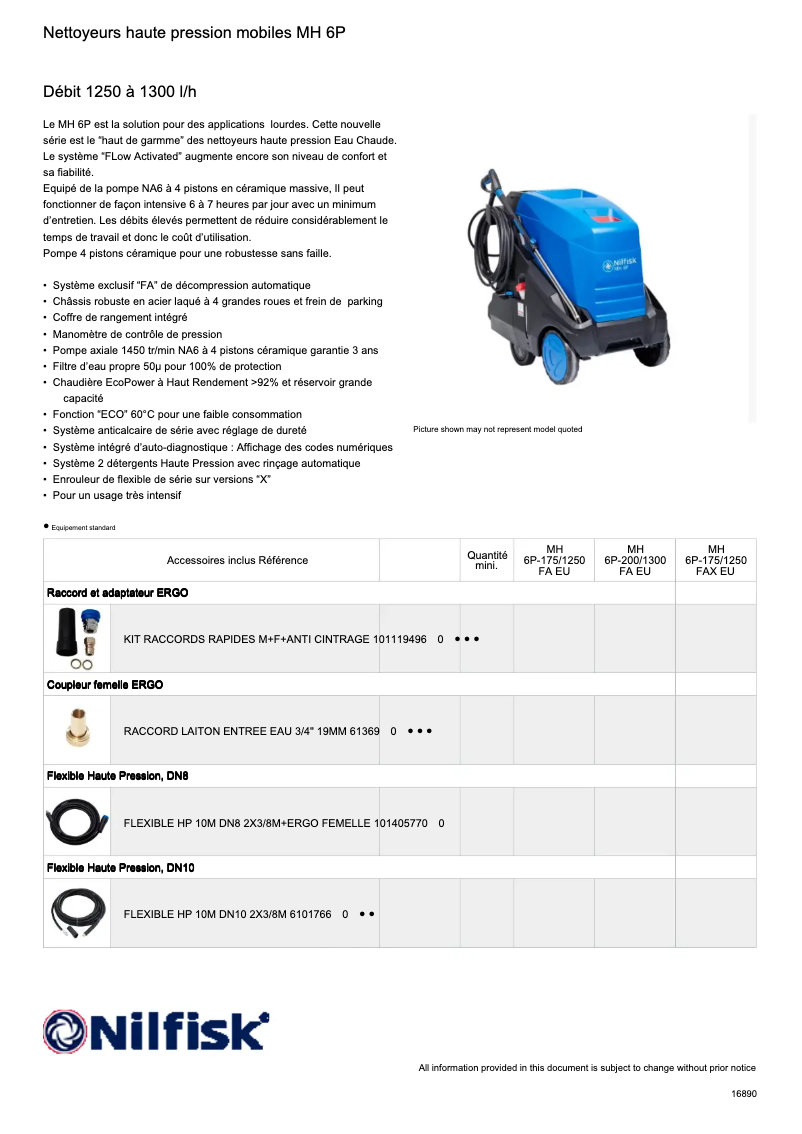 Page 1 of the manual Technical Sheet Nilfisk MH 6