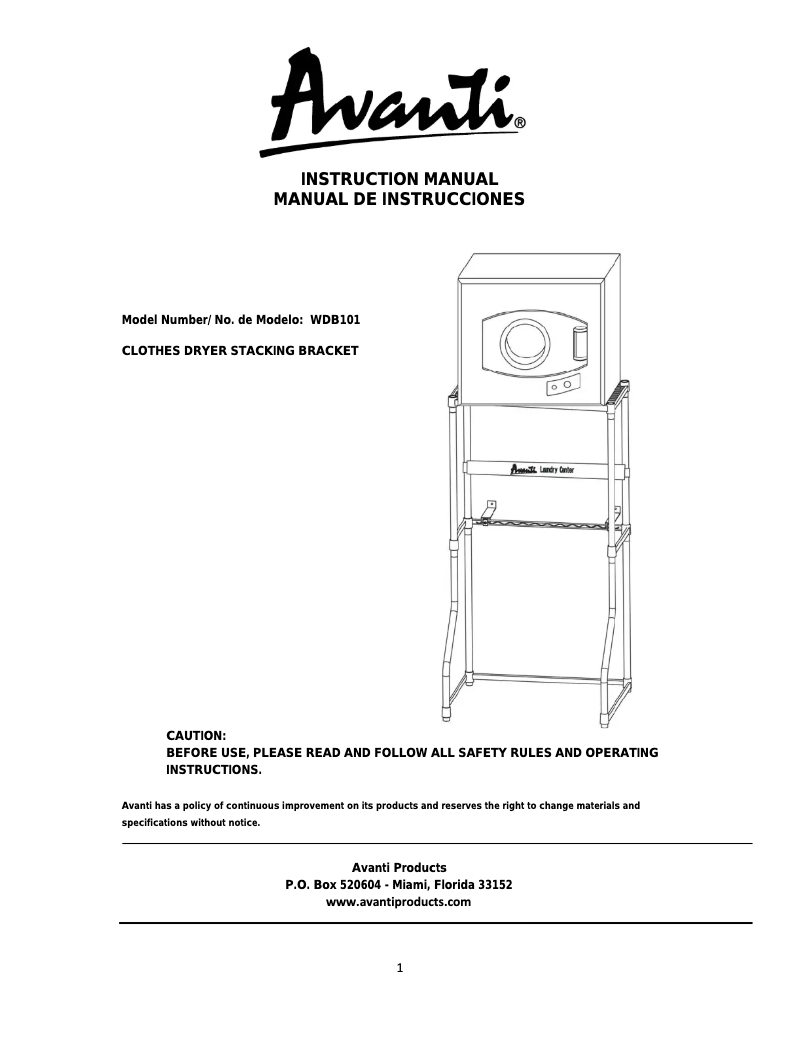 First page image of the manual for WDB101