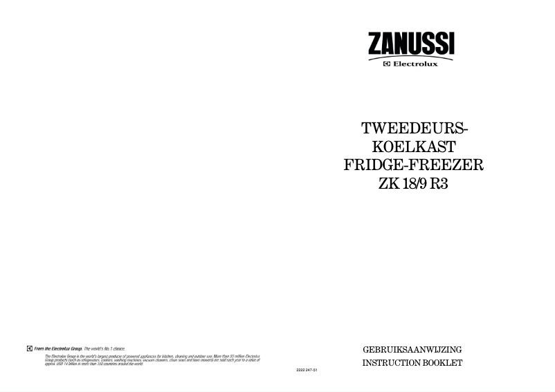 Page 1 of the manual User Manual Zanussi ZK 18/9 r3