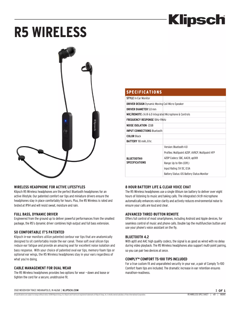 First page image of the manual for R5 Wireless