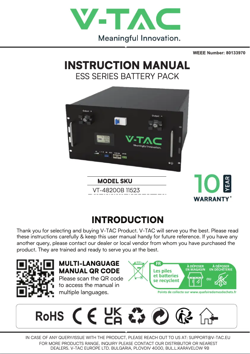 Page 1 of the manual User Manual V-TAC VT-48200B