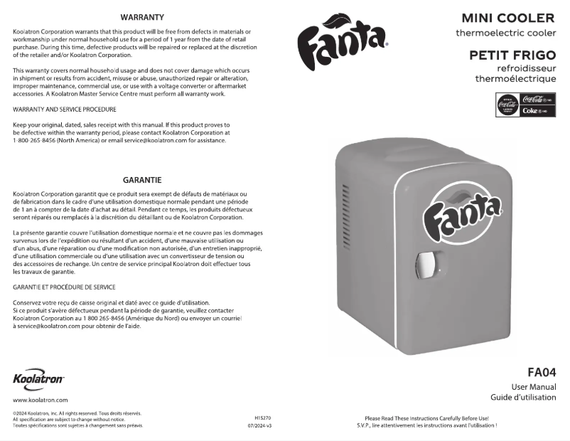 Page 1 of the manual User Manual Coca-Cola Fanta FA04
