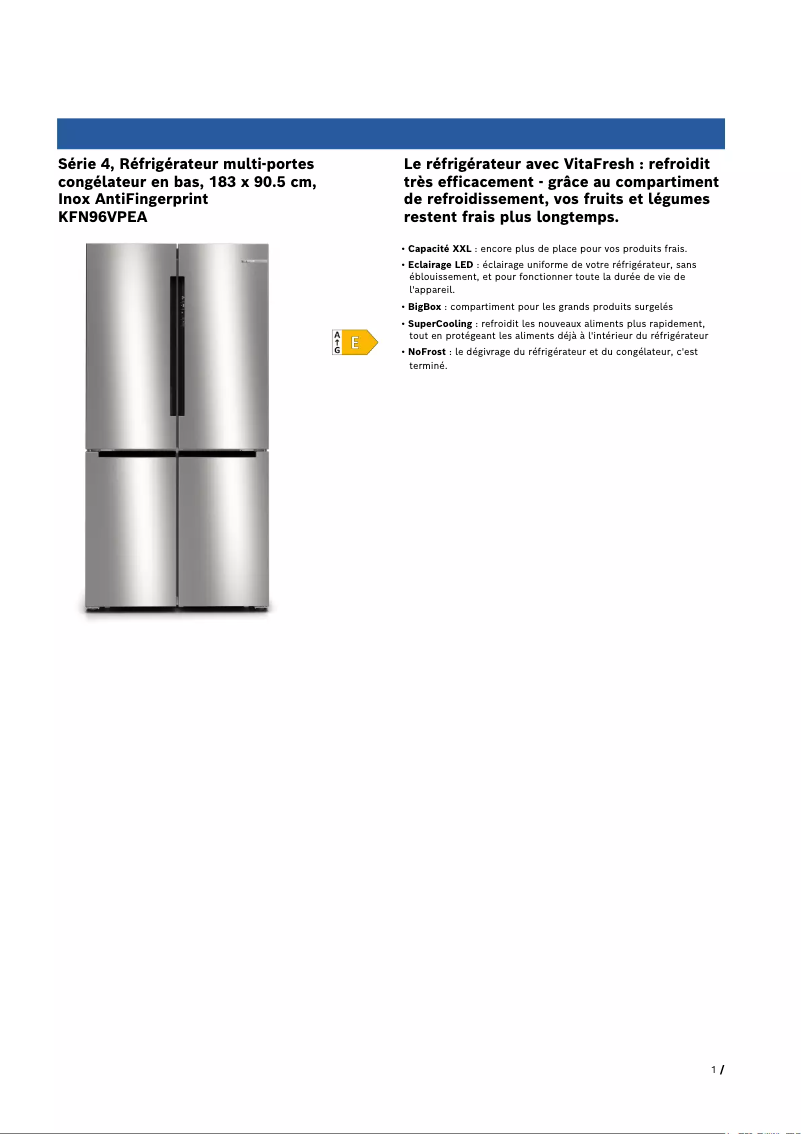 First page image of the manual for KFN96VPEA