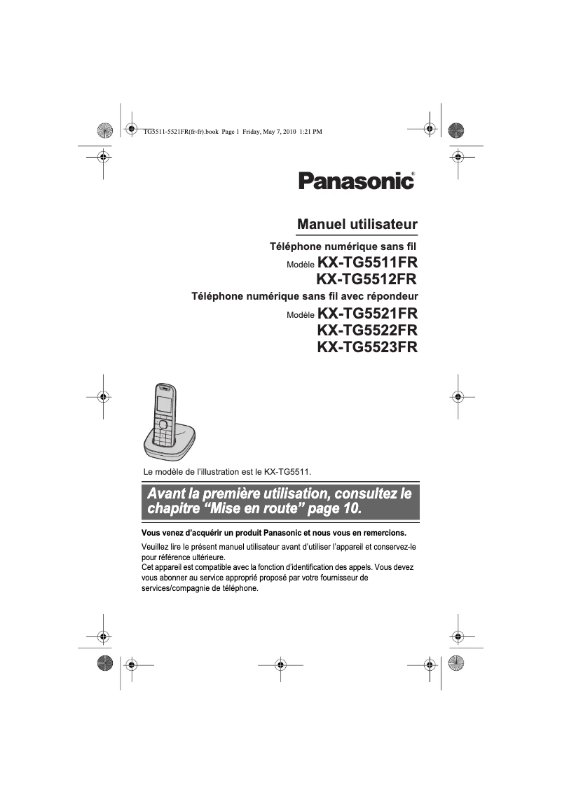 Page 1 of the manual User Manual Panasonic KX-TG5523FR