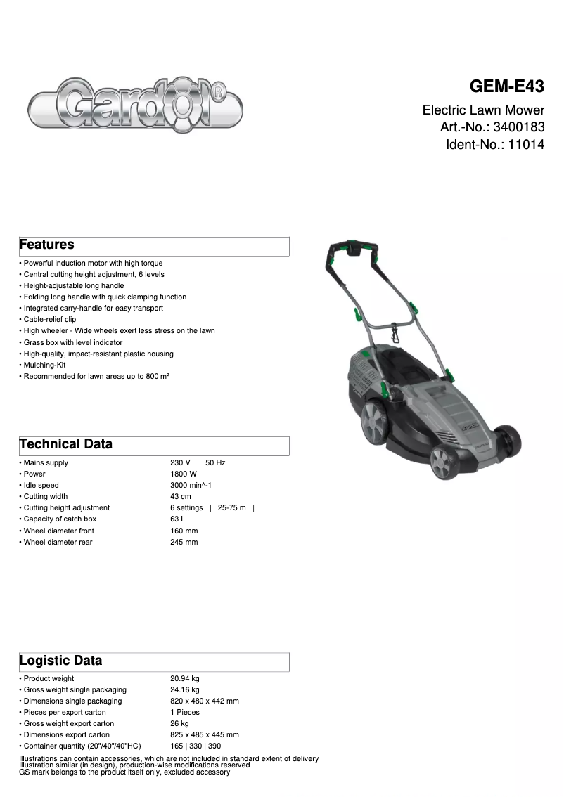 First page image of the manual for GEM-E43