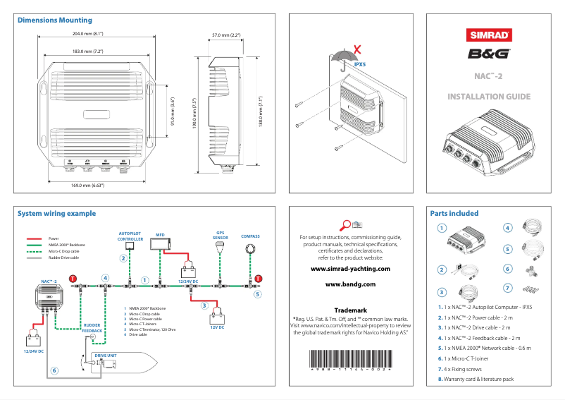 Page 1 of the manual User Manual Simrad NAC-2