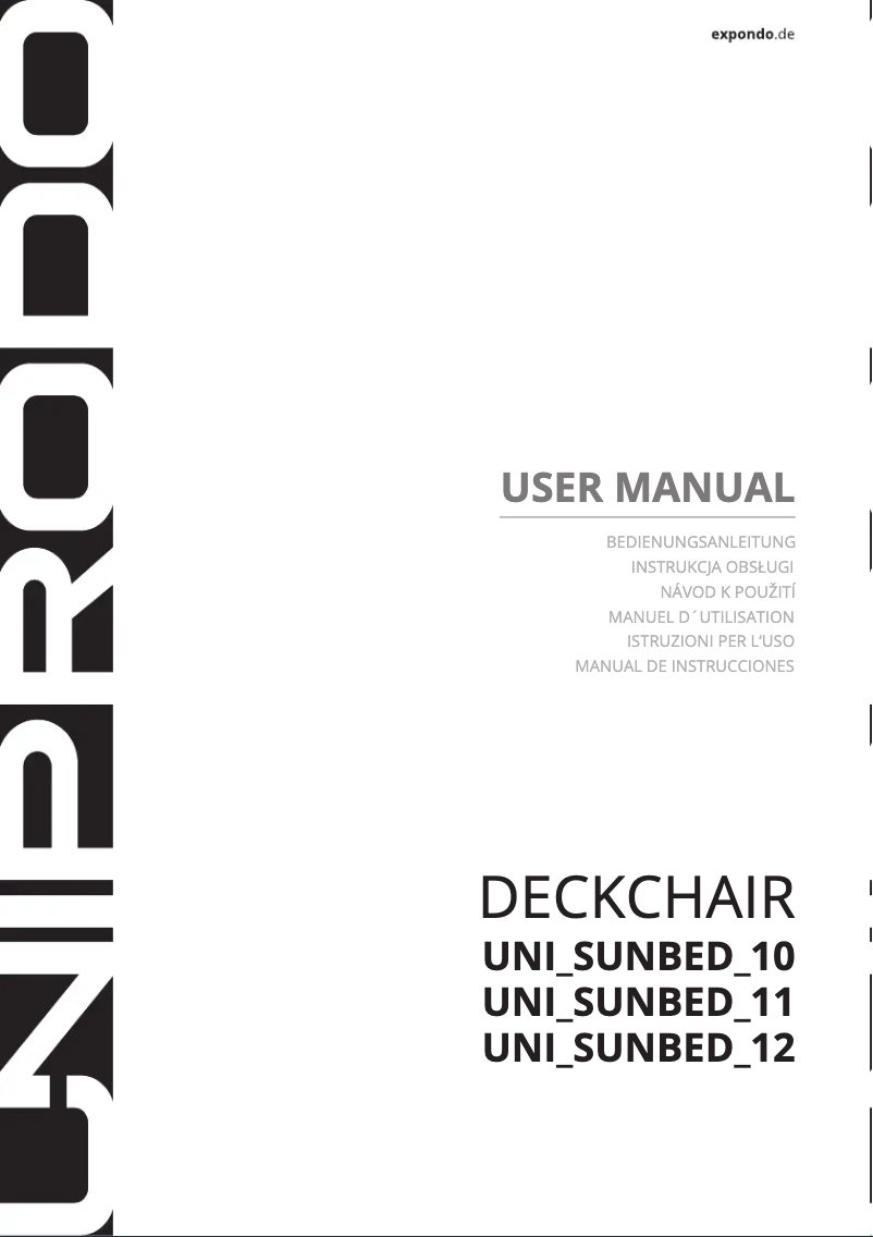 Page 1 of the manual User Manual Uniprodo UNI_SUNBED_12